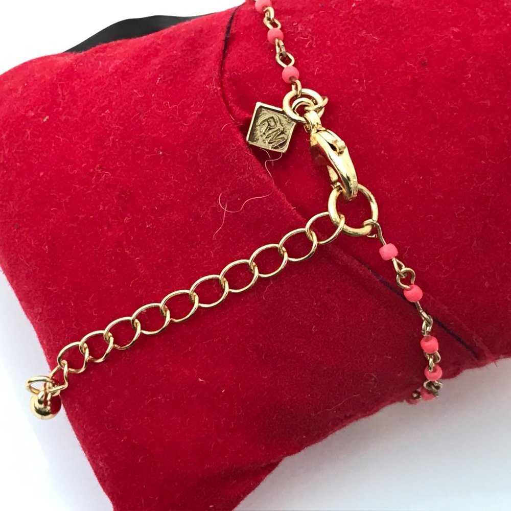 Rebecca Minkoff Bracelet gold Tone sole beaded Lin - Picture 9 of 9